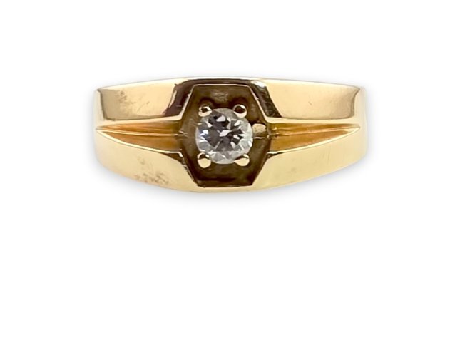 14k Yellow Gold Men's Ring w/ Diamond
