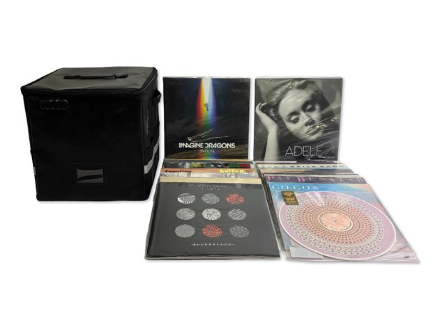 20x Vinyl Records & Case - Adele, Twenty One Pilots, Taylor Swift, Madonna & More