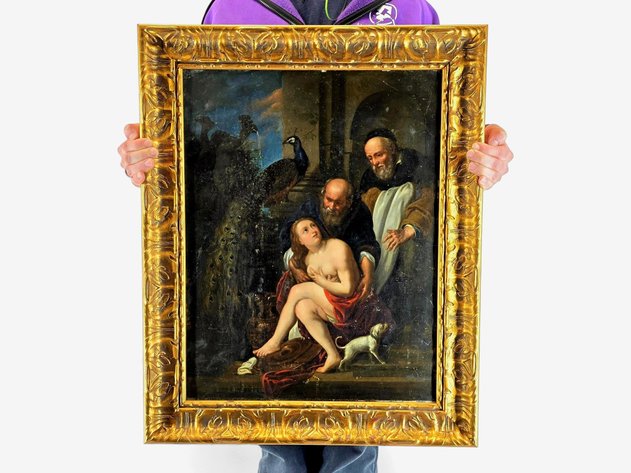 Old Master Oil Painting on Copper, Circle of Jacob Jordaens, Susanna & the Elders