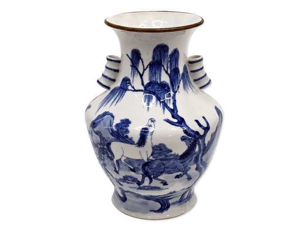 Late Qing–Republic Chinese Blue & White Horse Vase