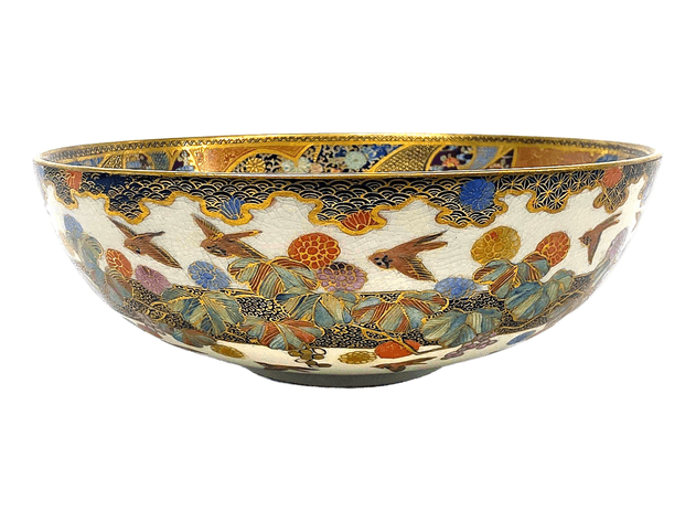 Meiji Japanese Satsuma Figural Bowl, Kozan Mark