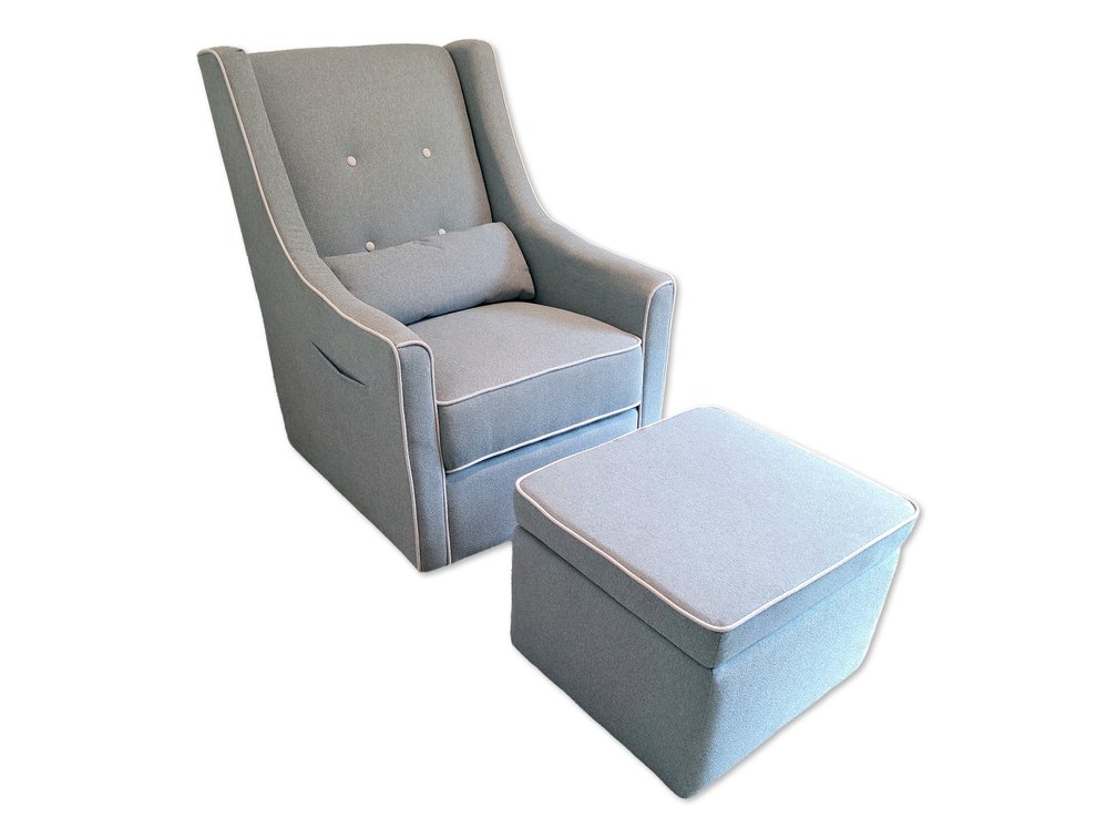 DaVinci Owen Swivel Glider Chair & Storage Ottoman