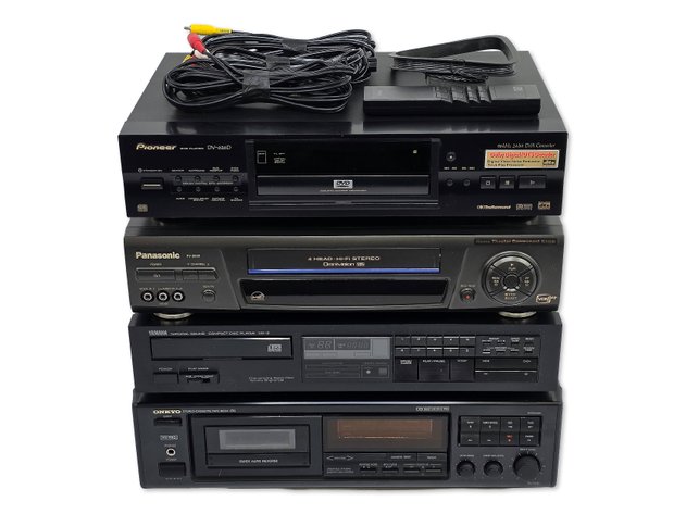 Audio & Home Entertainment Systems - Pioneer DVD Player, Panasonic VCR, Yamaha CD Player & Onkyo Tape Deck