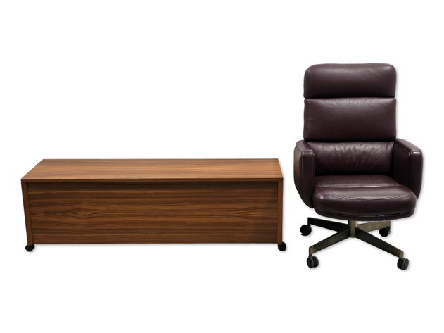 Leather Executive Desk Chair & Wooden Chest