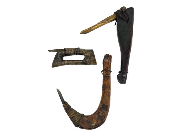 Eskimo Root Pick, Kuskokwim Adze & Bone Hand Tool