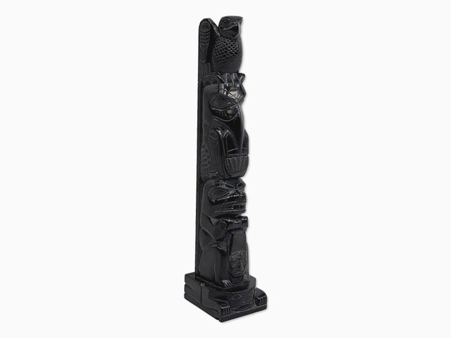 Tom Hans Haida Argillite Four-Animal Model Pole