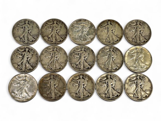 15x 1934-1939 Walking Liberty Silver Half Dollars
