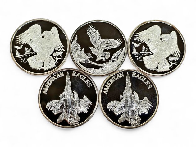 5x 1 ozt Alaska Mint Eagle-Themed Fine Silver Medallions