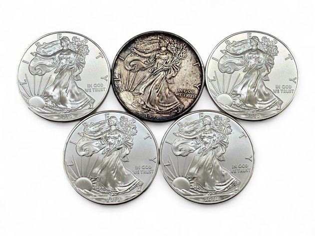 5x 1994 & 2010 $1 1 ozt American Silver Eagle Coins