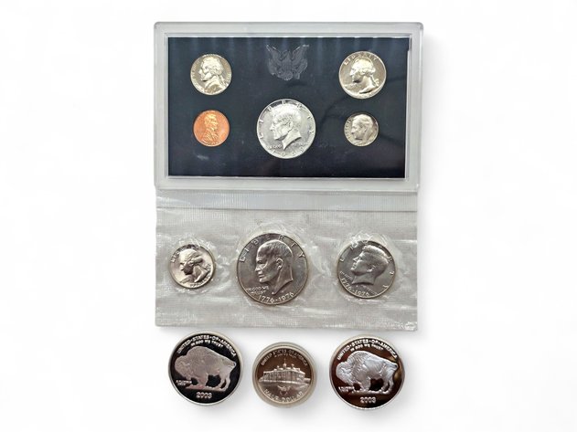 1969-S Proof & 1976 Silver Sets w/ Buffalo Silver Rounds & 1982-S Washington Half Dollar