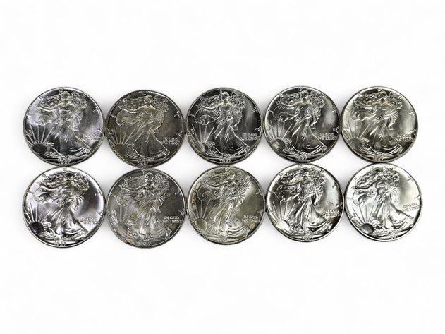 10x 1987-1997 $1 1 ozt American Silver Eagle Coins