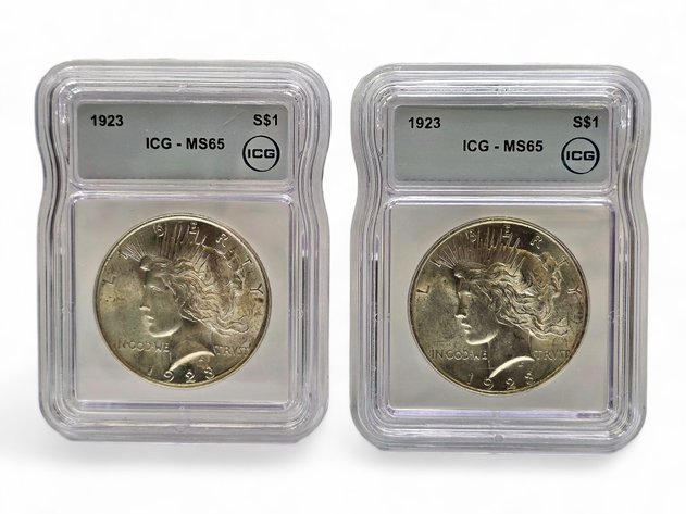 ICG MS65 1923 Peace Silver Dollars