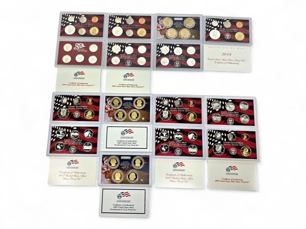 2005-2008 U.S. Mint Silver Proof, Presidential & State Quarter Sets