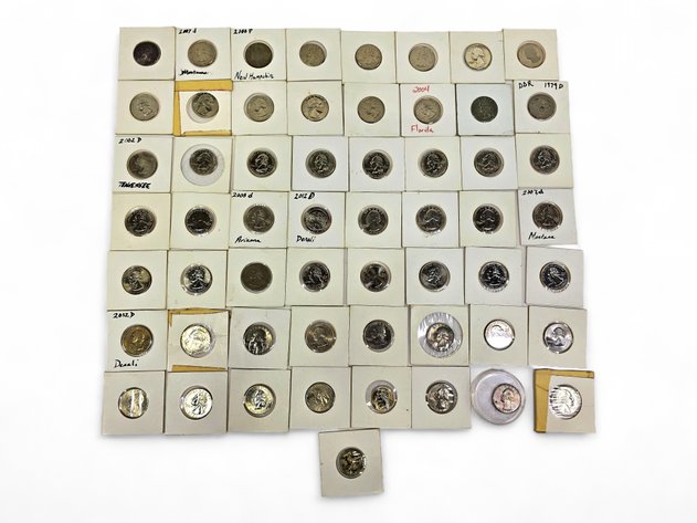 55x Washington, Statehood, America the Beautiful, American Women Quarters w/ 2x Jefferson Nickels