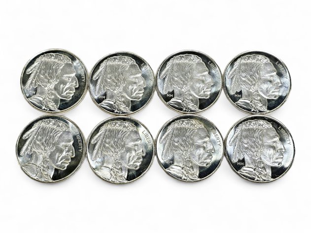 8x 1 ozt Buffalo .999 Fine Silver Rounds