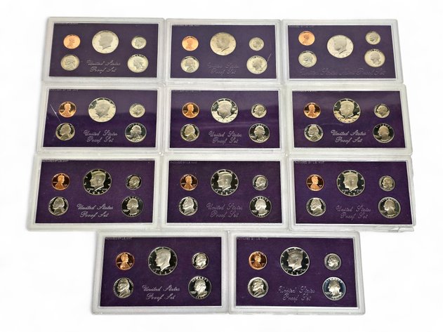 11x 1985, 1987 & 1988 U.S. Mint Proof Sets