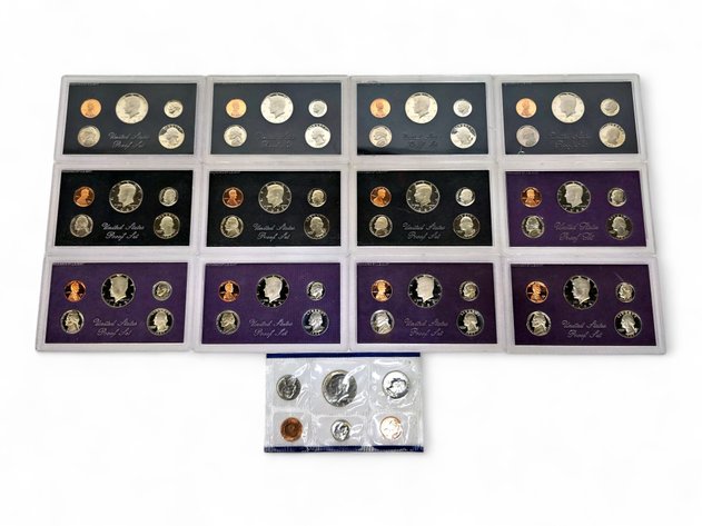 12x 1983-1985 U.S. Mint Proof Sets w/ 1985 Philadelphia Mint Set