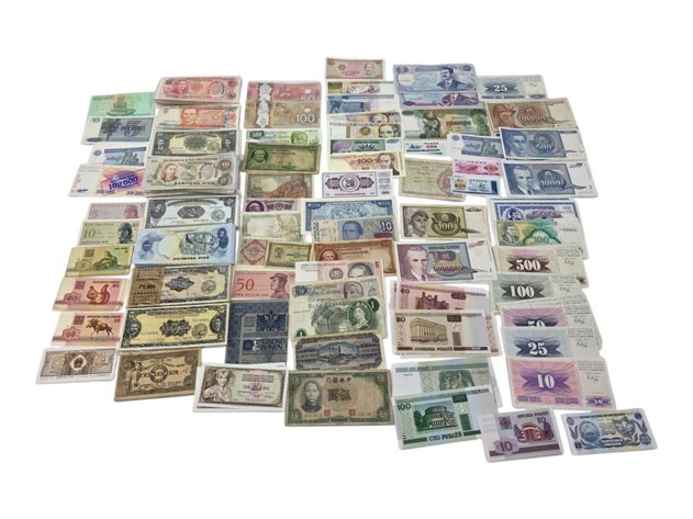 75x International Banknotes - Southeast Asia, Europe, South America, Middle East