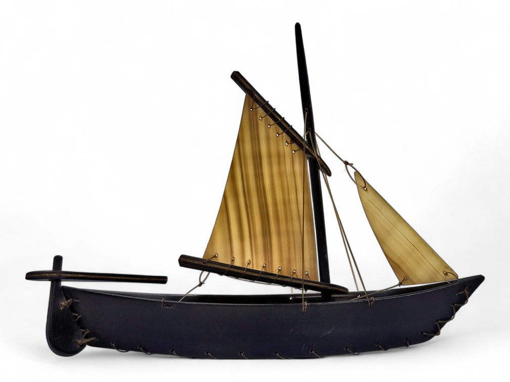 Baleen Model Sailboat with Variegated Sails & Fine Rigging