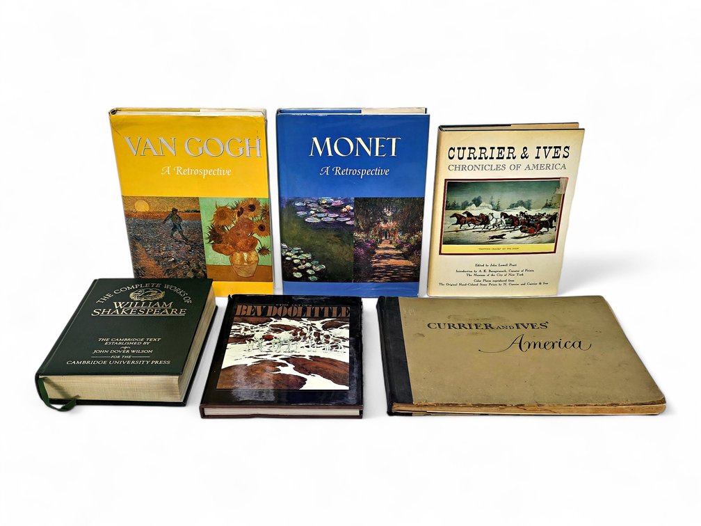 Six Art & Literature Books: Bev Doolittle, Van Gogh, Monet, Currier & Ives