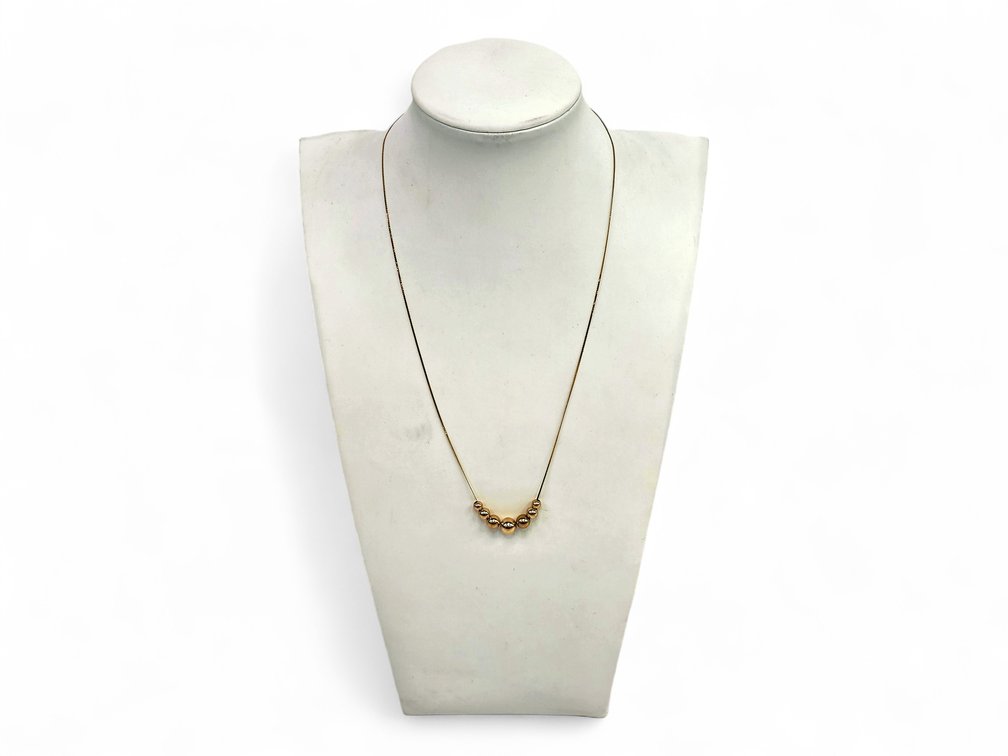 14k Yellow Gold Graduated Seven-Bead Necklace, 17 Inches