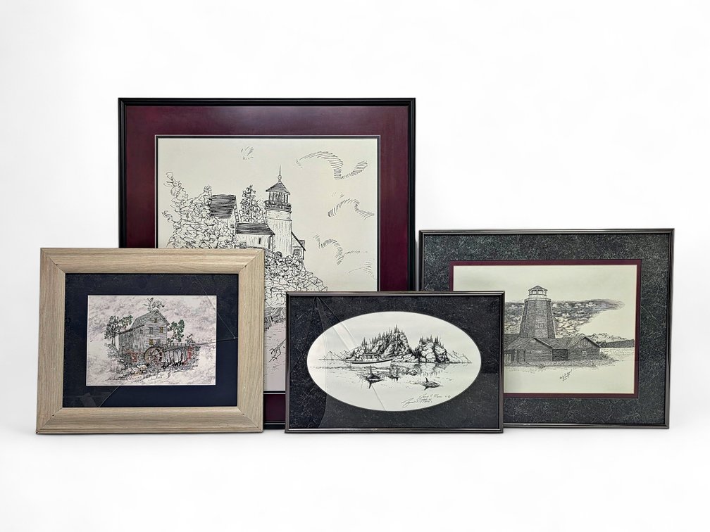 Richard A. Hazart & James Roger Morris Framed Prints — Two with Broken Glass