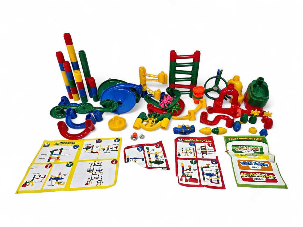 Marble Run Construction Pieces with "Marble Mayhem" & Other Instructions