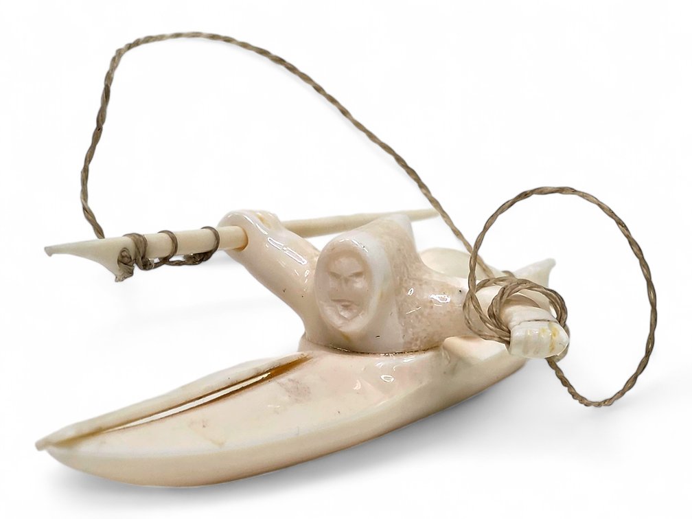 Lane Rookok Walrus Ivory Seal Hunter in Kayak