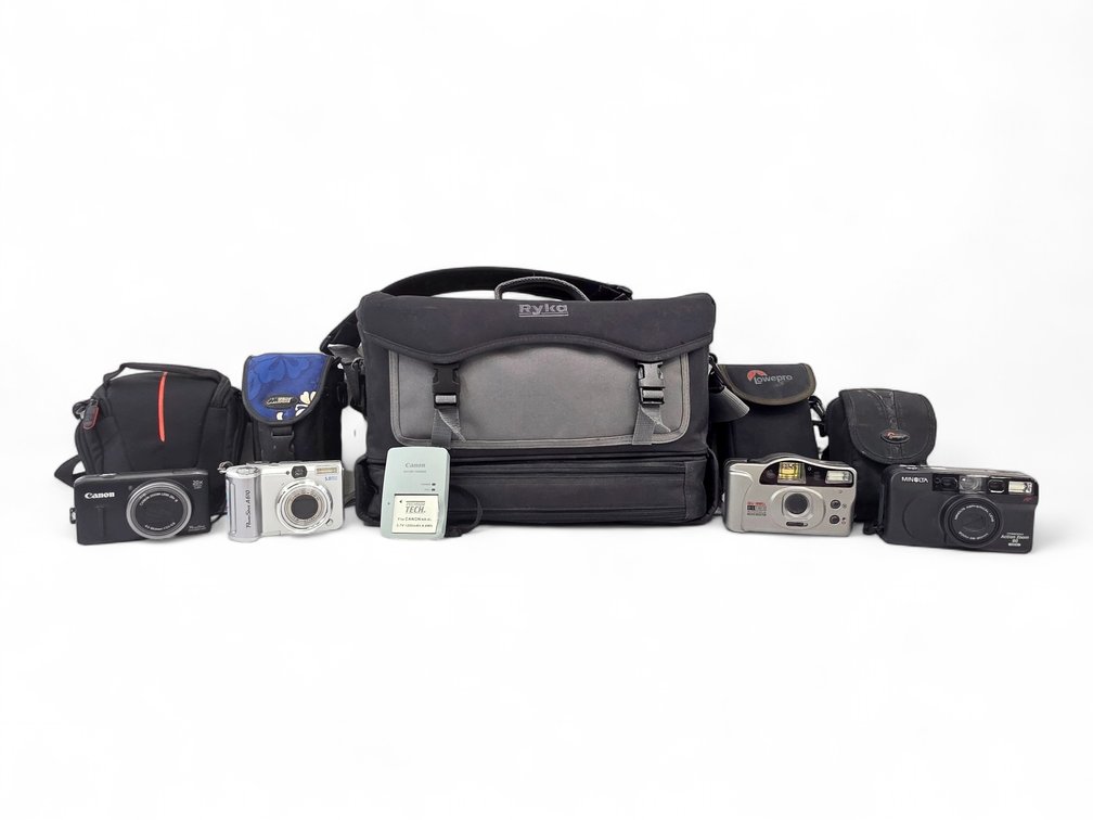 Minolta, Bell & Howell & Canon Cameras and Camcorder with Cases & Accessories