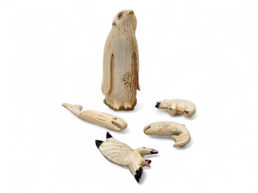 Five Miniature Ivory & Bone Carvings