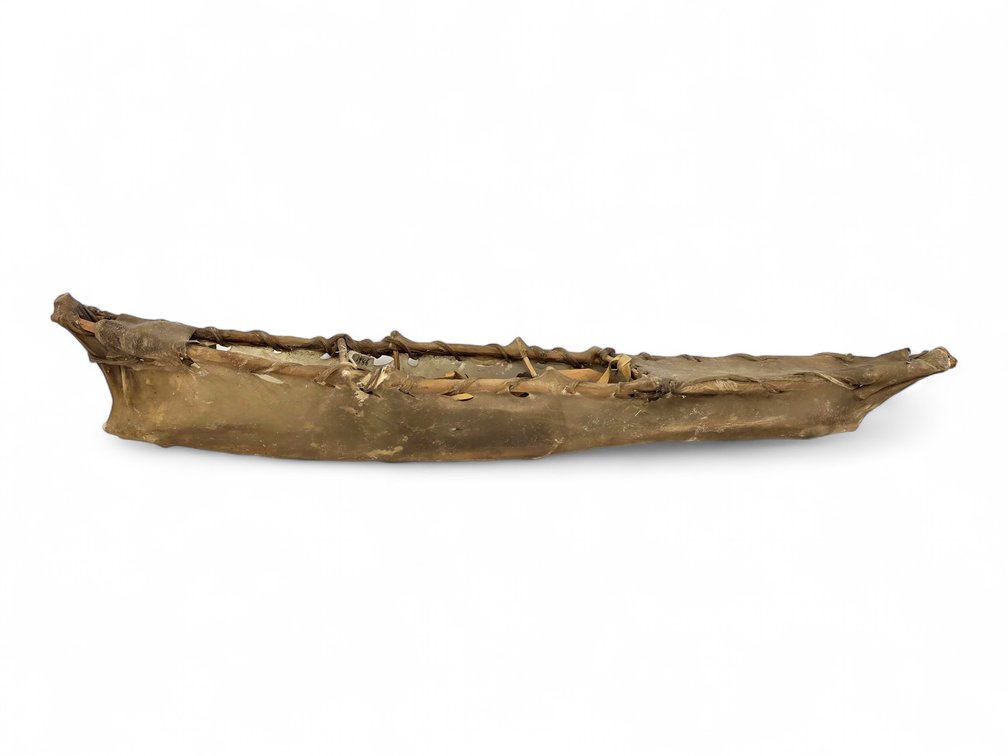 Emma Northway Athabascan Skin Canoe Model, Tanacross, 1986
