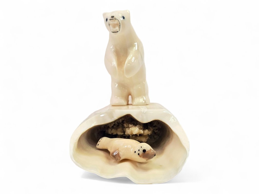 Payena Family, Little Diomede: Walrus Ivory Polar Bear & Seal Carving