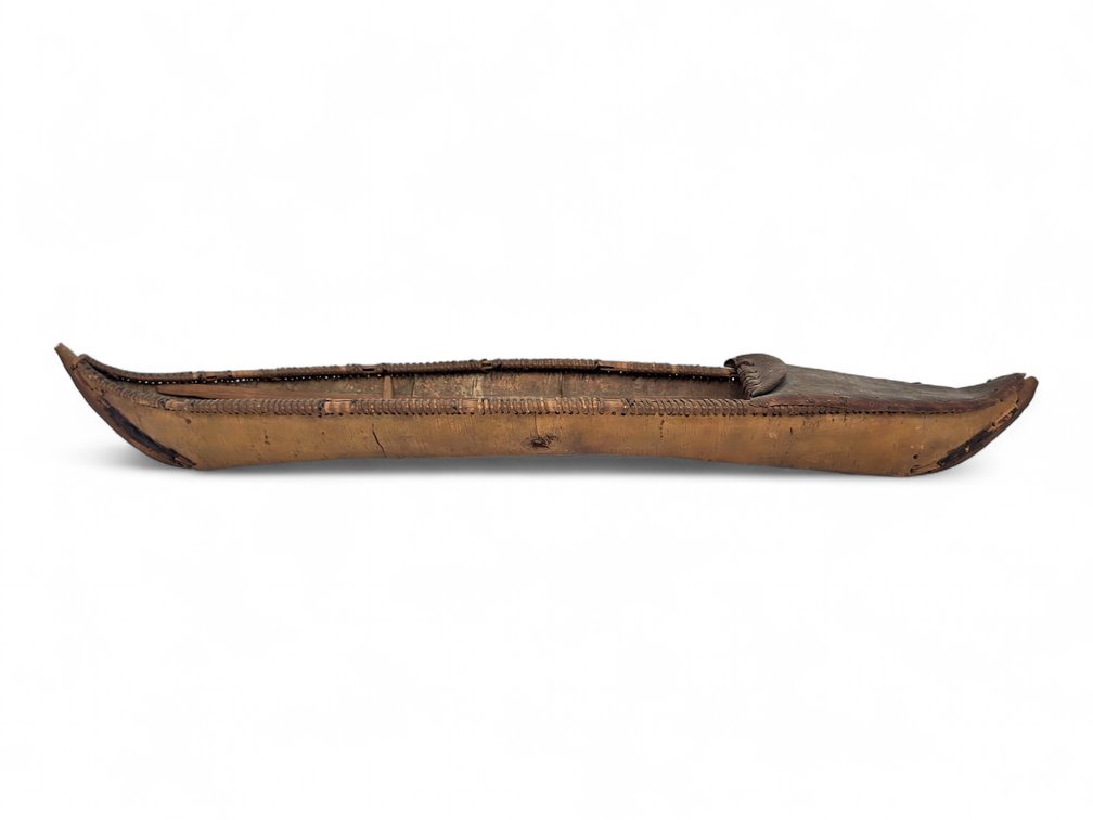 Athabascan Birchbark Canoe Model with Root Lashings, 28.75 Inches Long