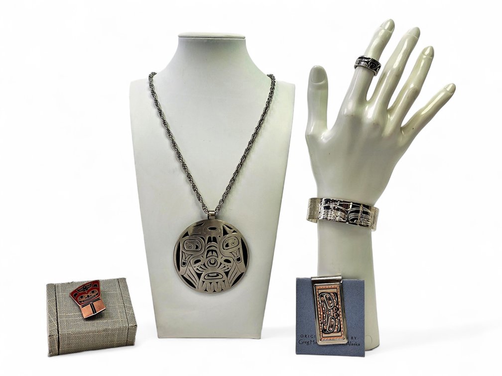 Northwest Coast Jewelry Group: Ben Houstie Cuff, Bell Necklace & Greg Horner Designs