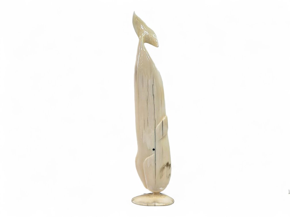 Walrus Ivory Bowhead Whale Sculpture, 10.25 Inches Tall - Miller "Luther" Campbell
