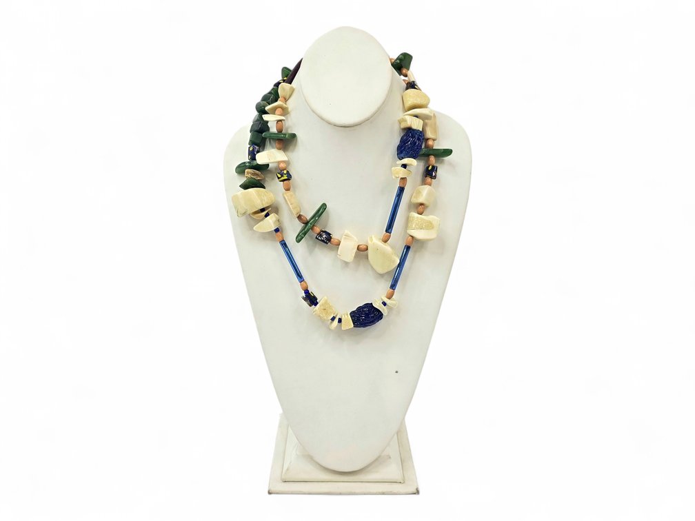 Walrus Ivory, Jade & Trade Bead Necklace