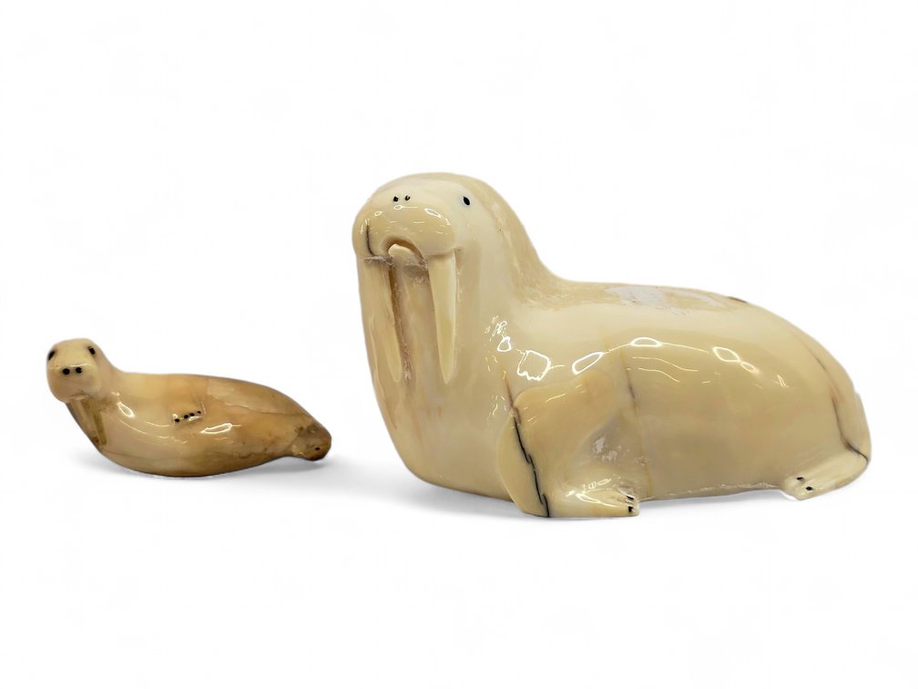 Vince Kunnuk & St. Lawrence Island Walrus Ivory Walrus Carvings