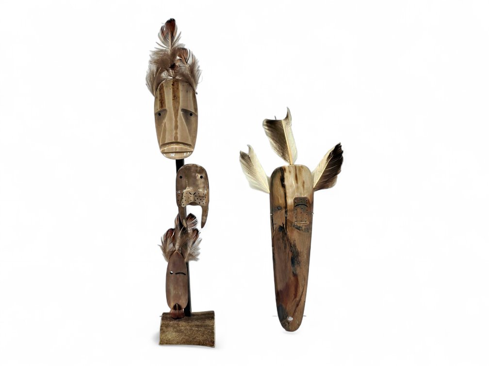 Jerome Saclamana “Spirit of Driftwood” Mask & Mixed-Material Sculpture