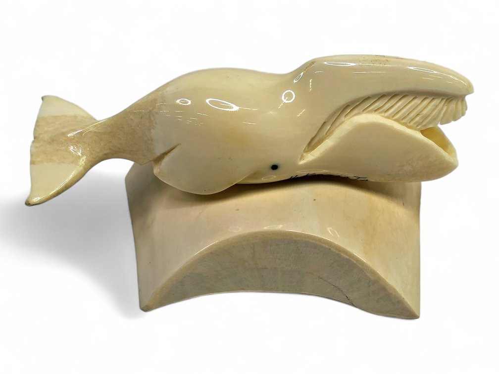 Harry Koozaata Walrus Ivory Bowhead Whale Sculpture
