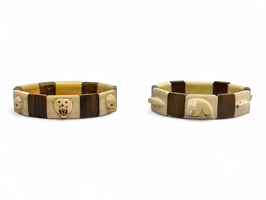 Two Walrus and Mammoth Ivory Panel Bracelets