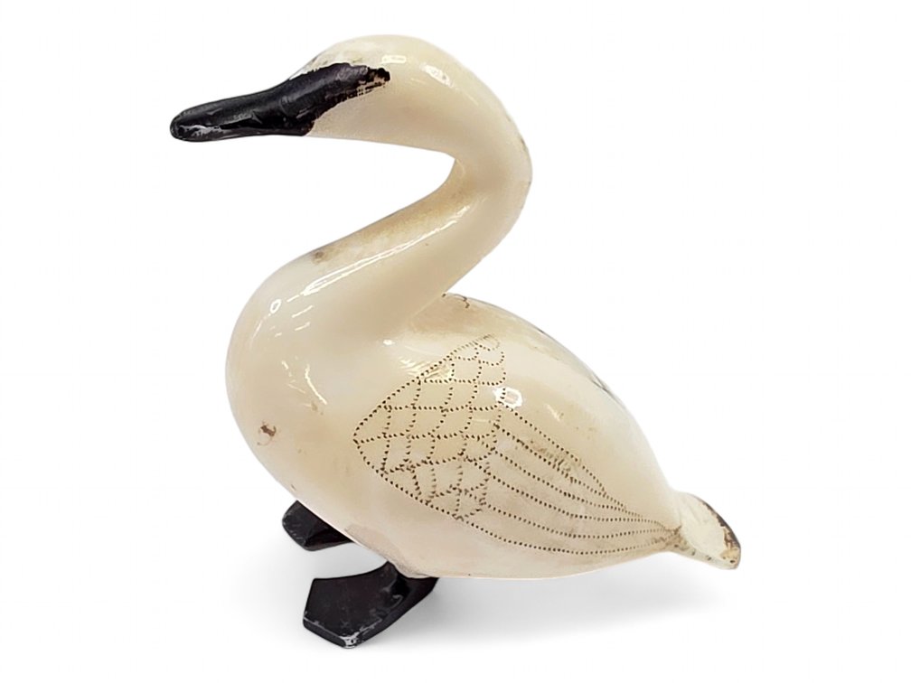 Walrus Ivory Swan Carving from Savoonga, Alaska
