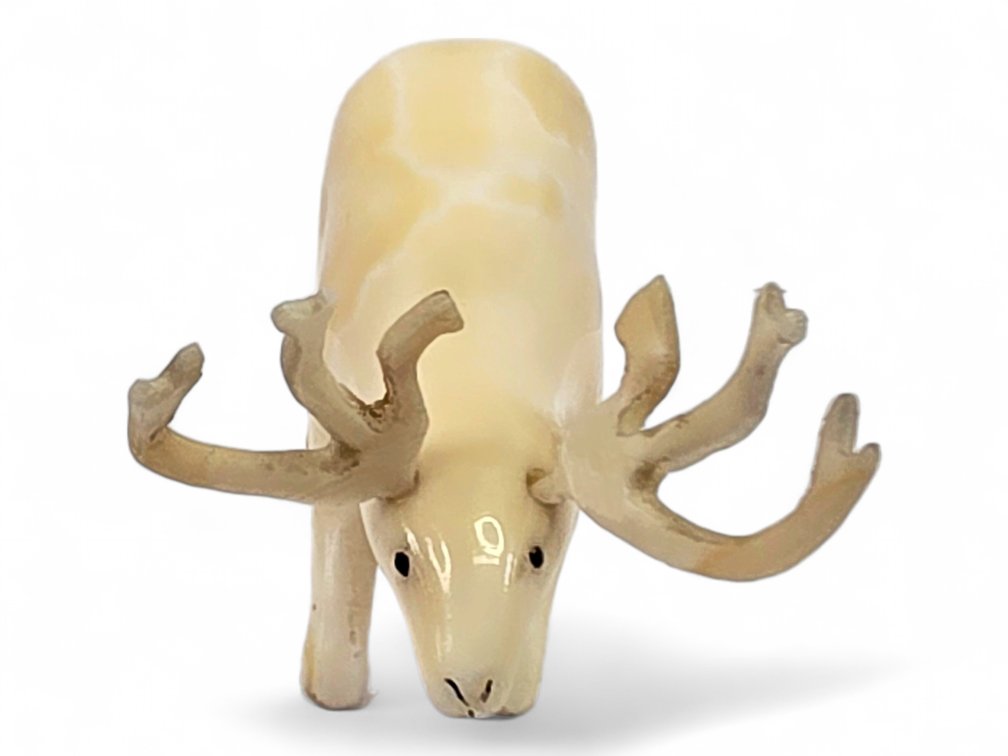 Moses Soonagrook Walrus Ivory Reindeer with Removable Antlers, Gambell