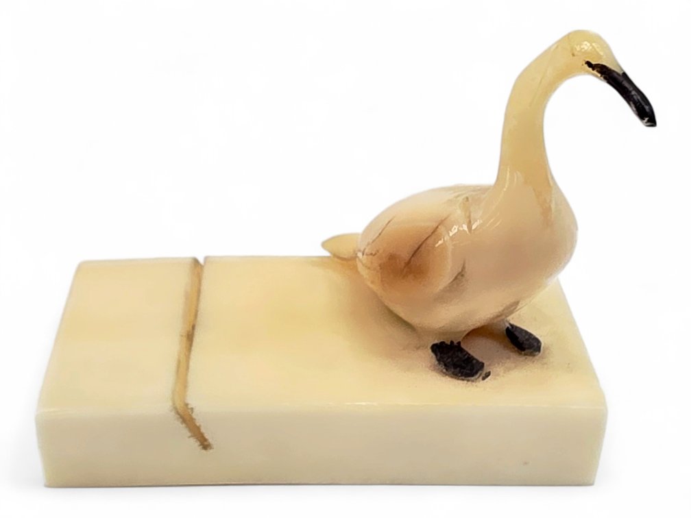 Mineralized Walrus Ivory Swan Place-Card Holder
