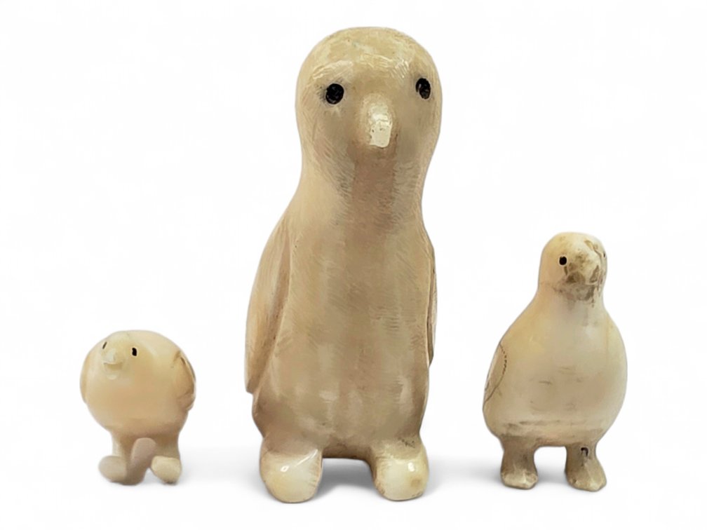 Three Small Walrus Ivory Bird Carvings