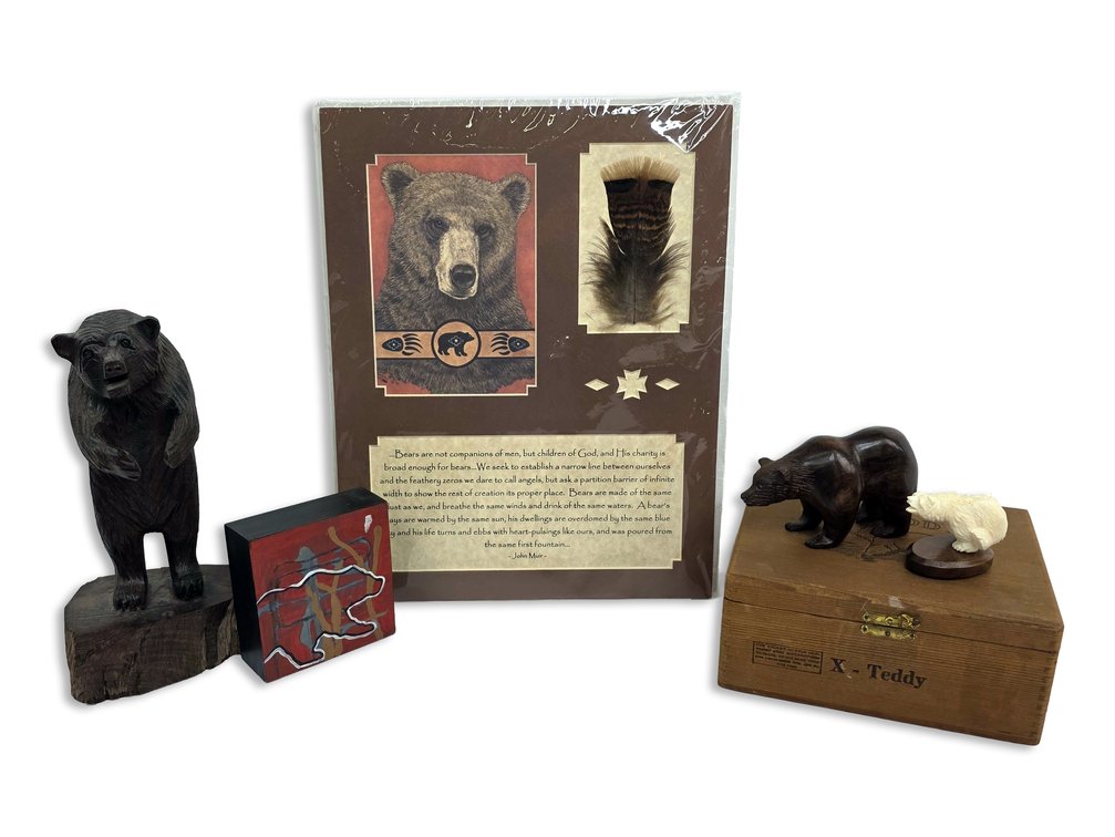 Bear Décor — Carol Snow Print and Wood and Walrus Ivory Figures