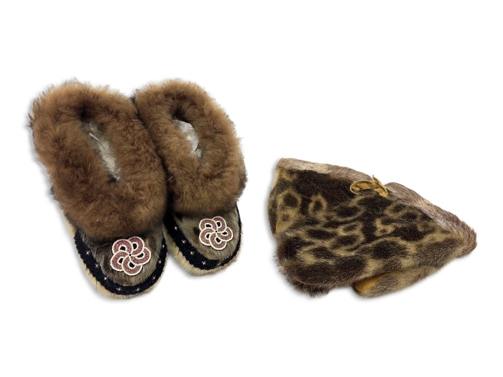 Ringed-Seal Mittens & Beaded Seal-Fur Moccasins