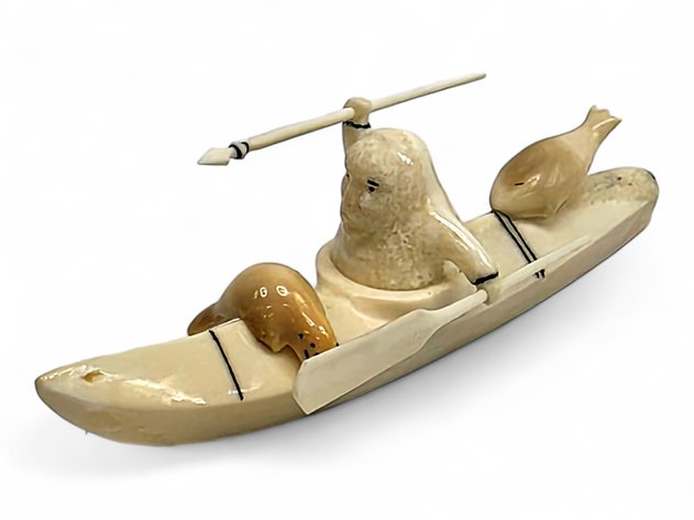 Walrus Ivory Seal Hunter Carving