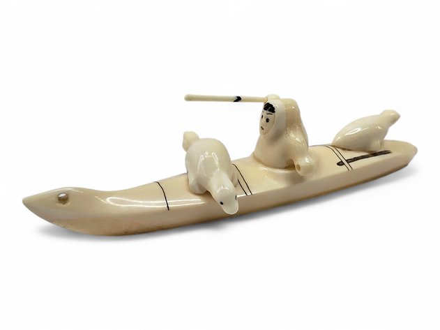 Charles Mayac Walrus Ivory Seal Hunter Carving