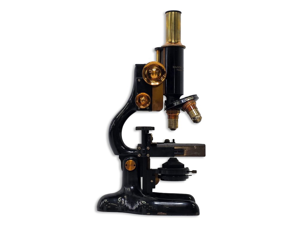 Antique Bausch & Lomb Rochester Monocular Compound Microscope with Mechanical Stage