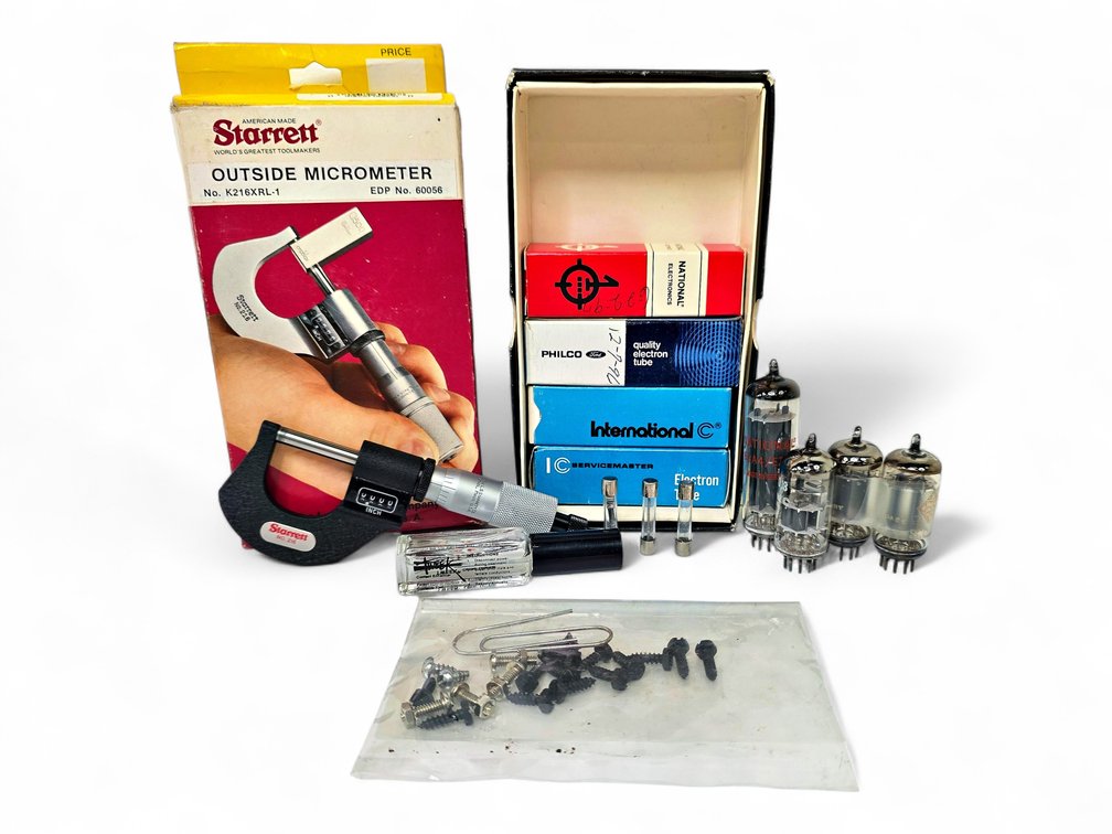 Starrett Micrometer, Electron Tubes, Glass Fuses & Hardware